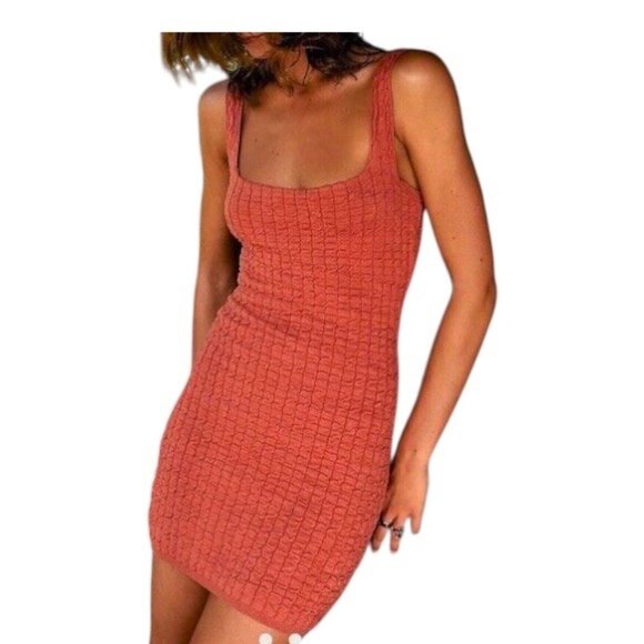 FP Beach Free People Short And Sweet Sweater Dress Terracotta Size L - Picture 6 of 11